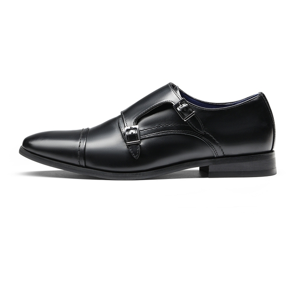 Men's Wide Monk Strap Oxford Shoes - BLACK - 1